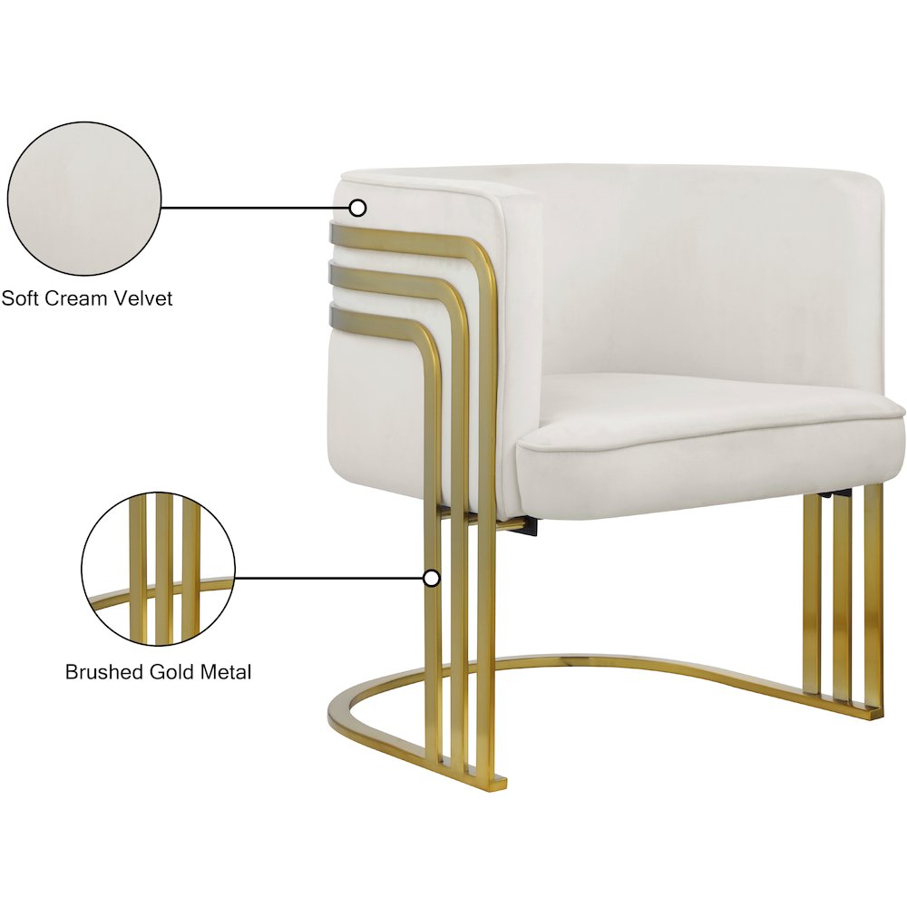 Rays Cream Velvet Accent Chair