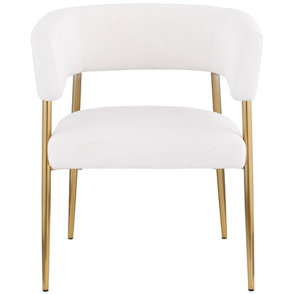 Creston Cream Durable Linen Textured Fabric Dining Chair
