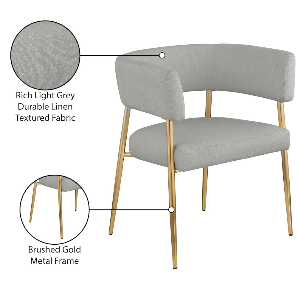Creston Light Grey Durable Linen Textured Fabric Dining Chair