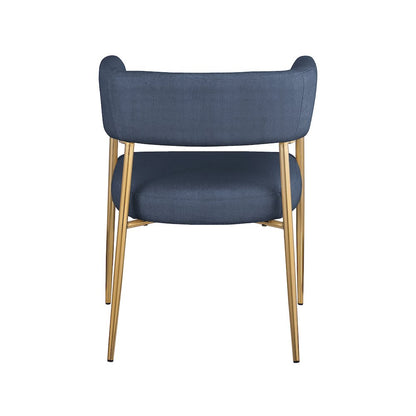 Creston Deep Navy Durable Linen Textured Fabric Dining Chair
