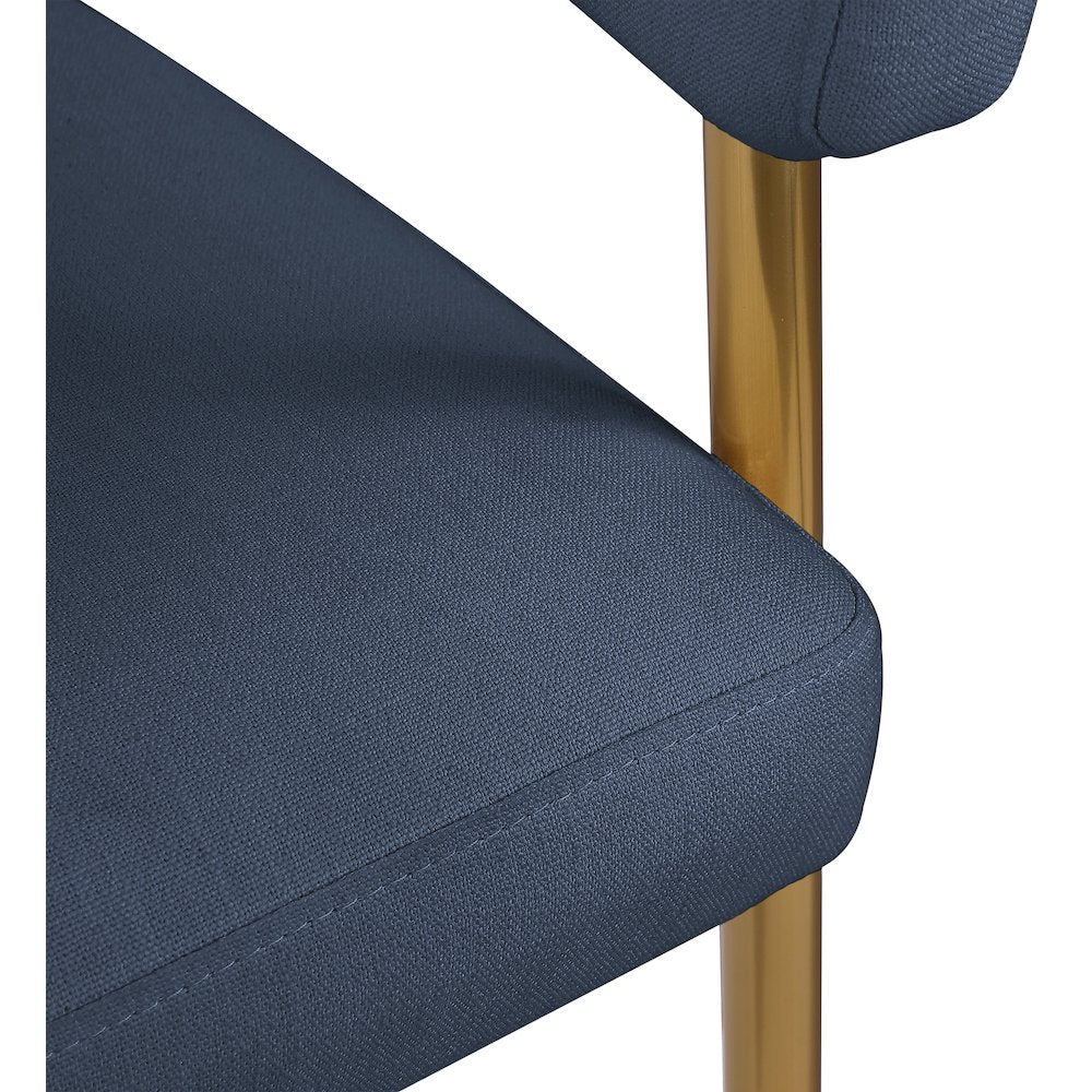 Creston Deep Navy Durable Linen Textured Fabric Dining Chair
