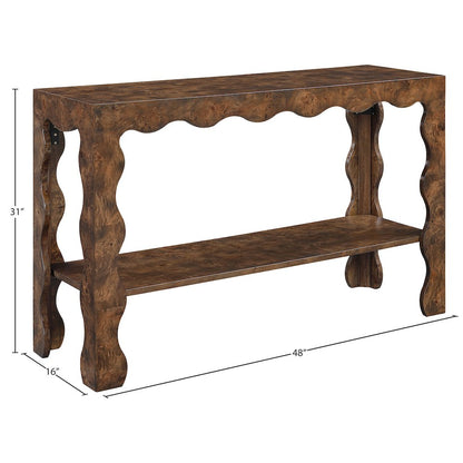 Vassa Brown Burl Veneer Console Table