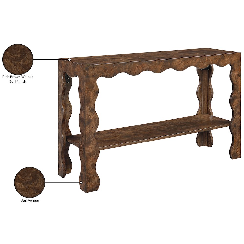 Vassa Brown Burl Veneer Console Table