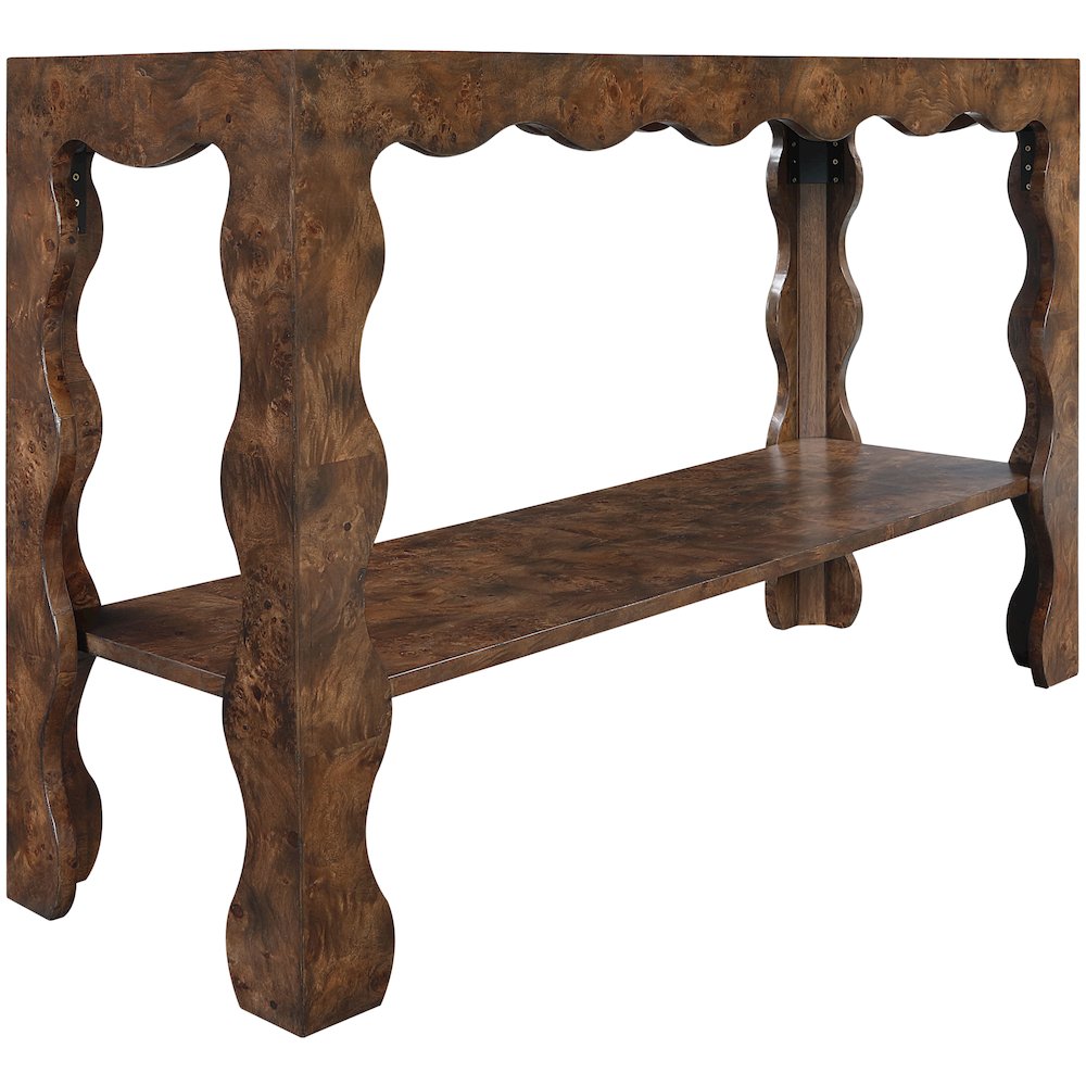 Vassa Brown Burl Veneer Console Table