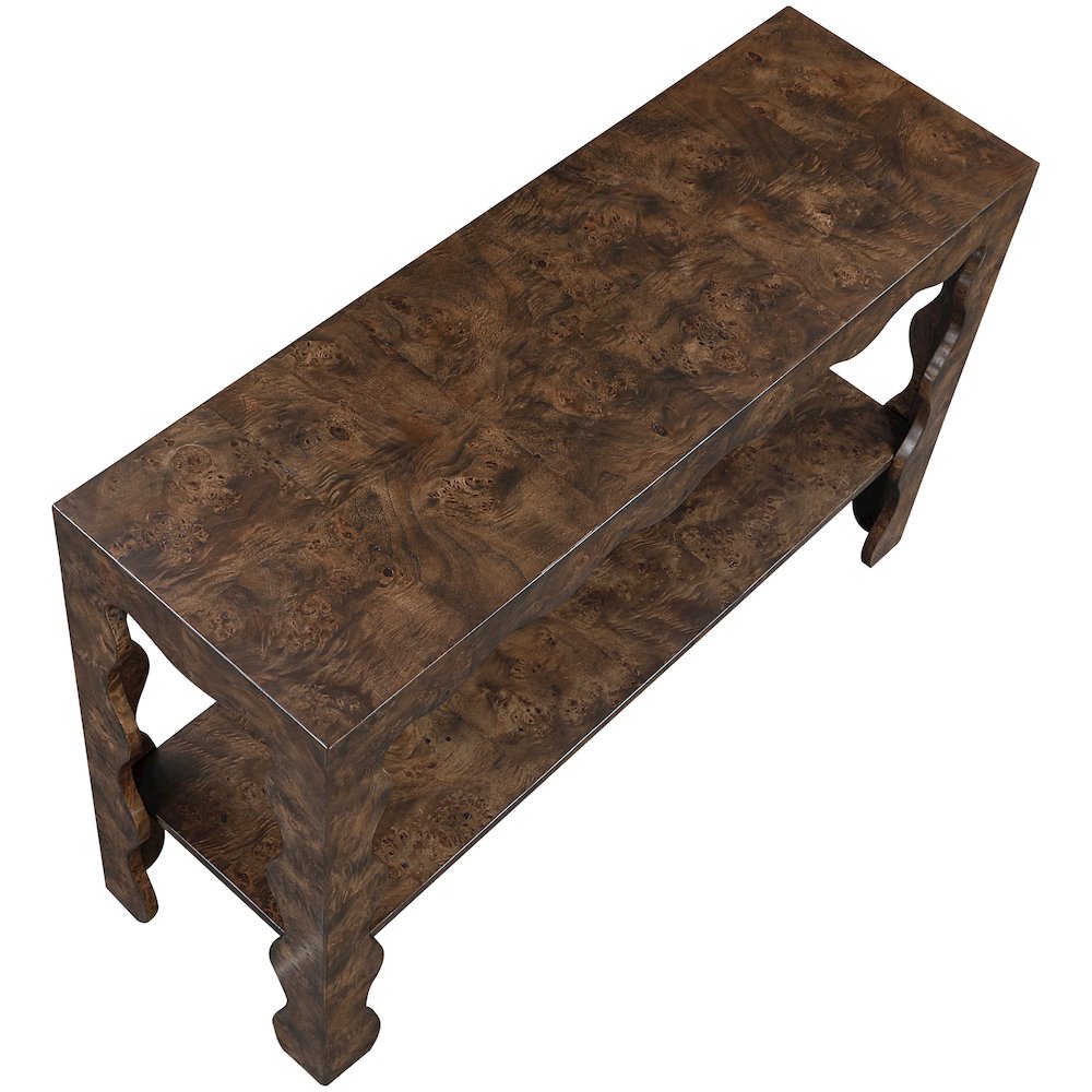 Vassa Brown Burl Veneer Console Table