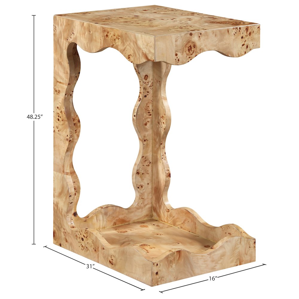 Vassa Natural Burl Veneer End Table