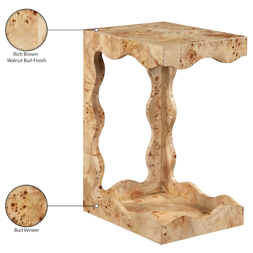 Vassa Natural Burl Veneer End Table
