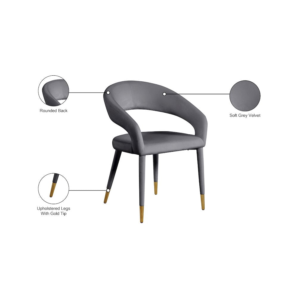 Destiny Grey Velvet Dining Chair
