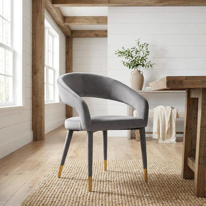 Gold Velvet Dining Chair with Armrest and Contemporary Design SKU