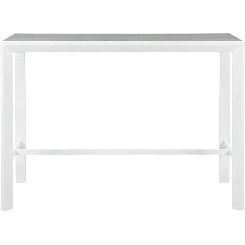 Gray Wood Look Accent Paneling Outdoor Patio Aluminum Rectangle Bar Table
