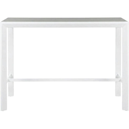 Gray Wood Look Accent Paneling Outdoor Patio Aluminum Rectangle Bar Table