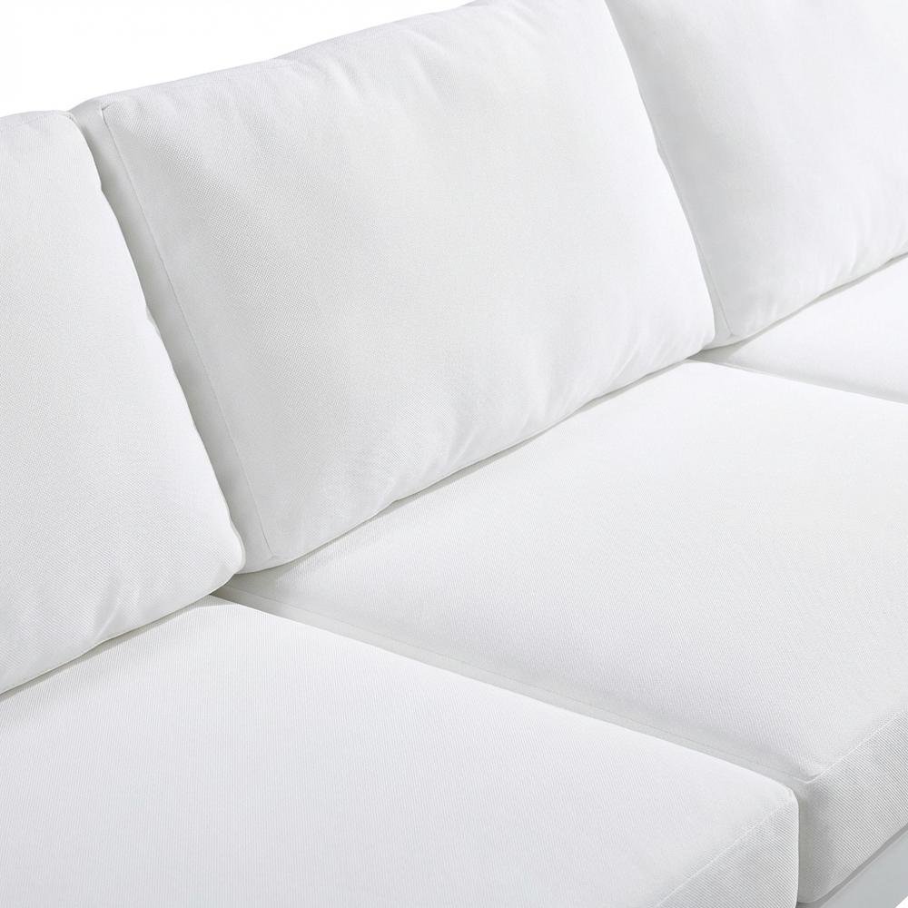 White Fabric Outdoor Patio Modular Sofa, Contemporary Style, Comfortable Back