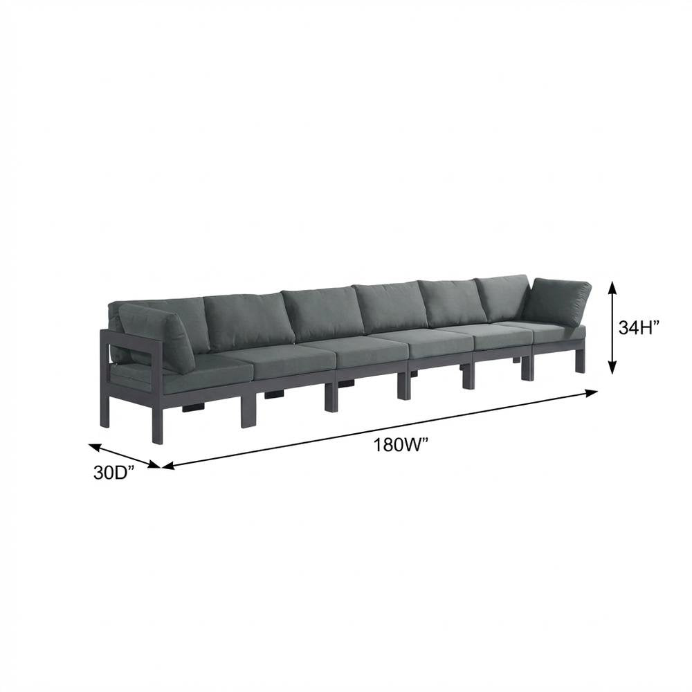 Gray Fabric Outdoor Modular Sofa With Contemporary Design And Cushioned Seating