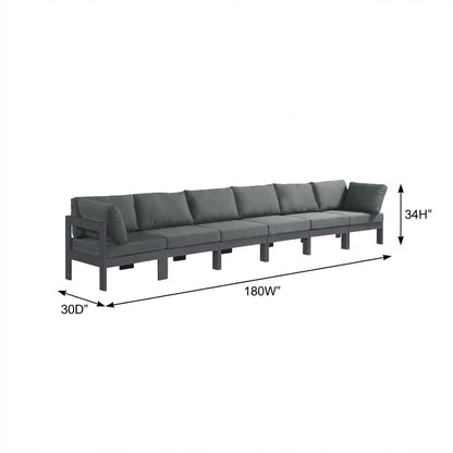 Gray Fabric Outdoor Modular Sofa With Contemporary Design And Cushioned Seating