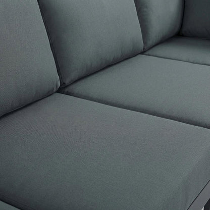 Gray Fabric Outdoor Patio Modular Sectional With Contemporary Style