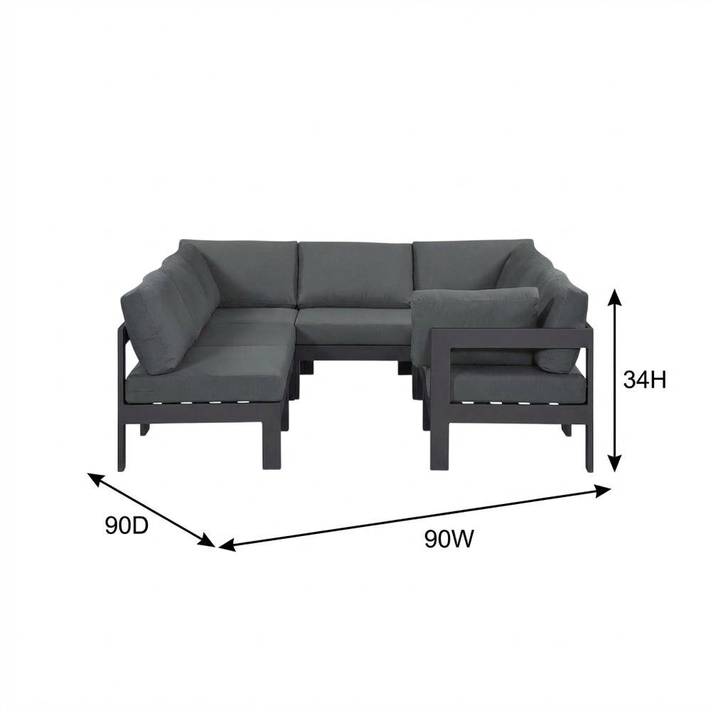Gray Fabric Outdoor Patio Modular Sectional With Contemporary Style