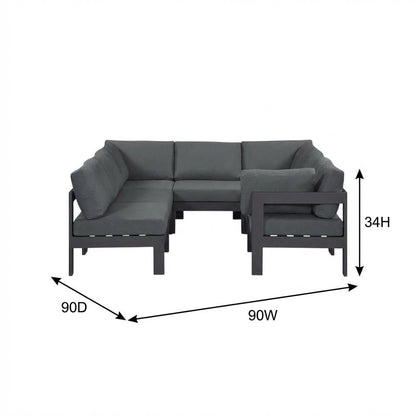 Gray Fabric Outdoor Patio Modular Sectional With Contemporary Style