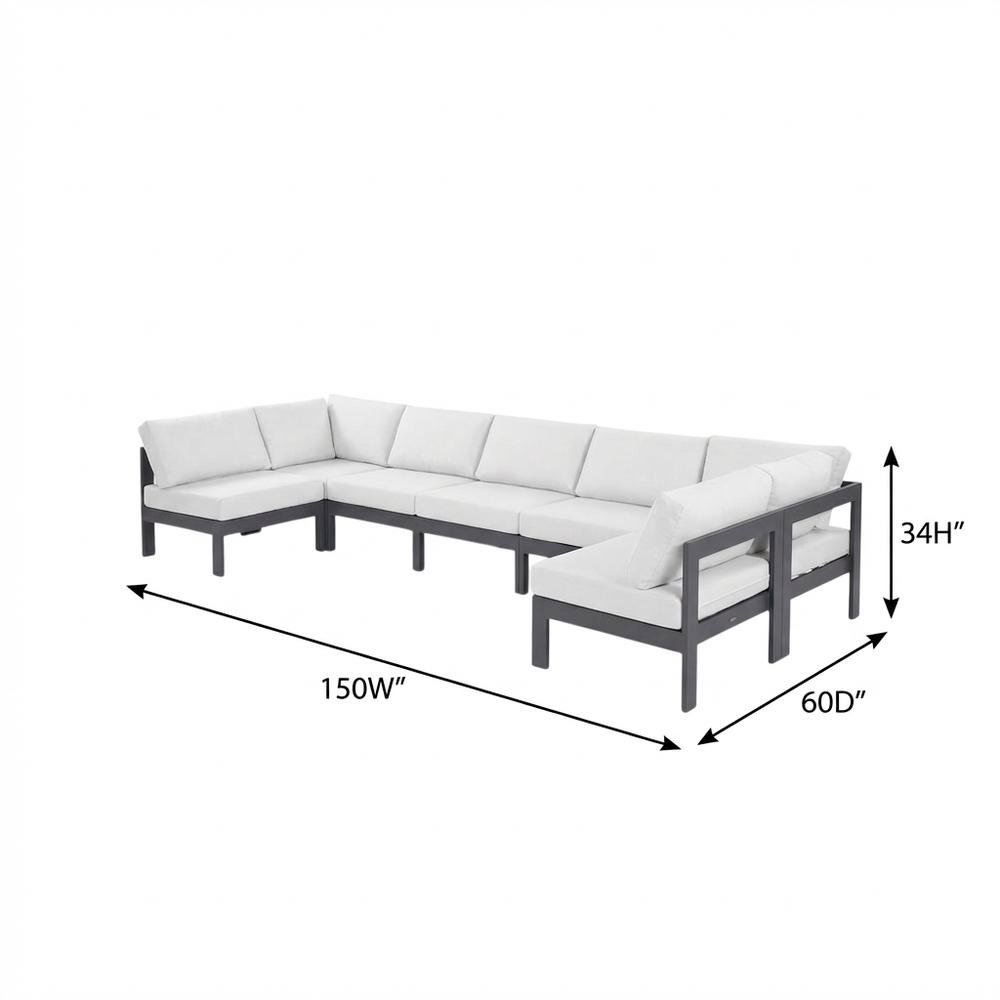 White Fabric Outdoor Patio Modular Sectional With Contemporary Design