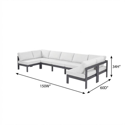 White Fabric Outdoor Patio Modular Sectional With Contemporary Design
