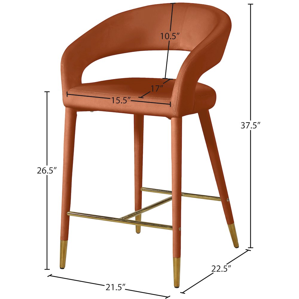 Destiny Cognac Velvet Stool