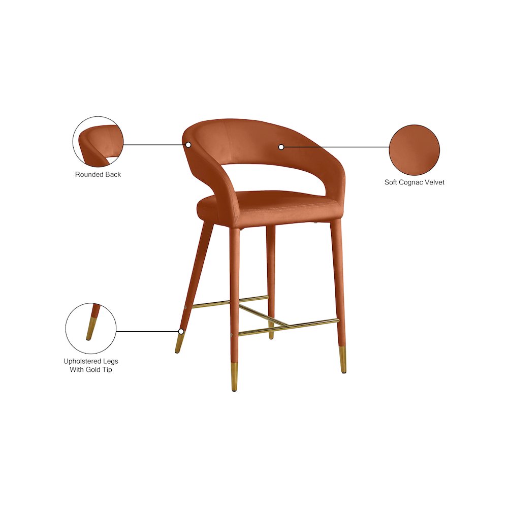 Destiny Cognac Velvet Stool