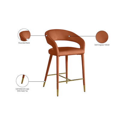 Destiny Cognac Velvet Stool