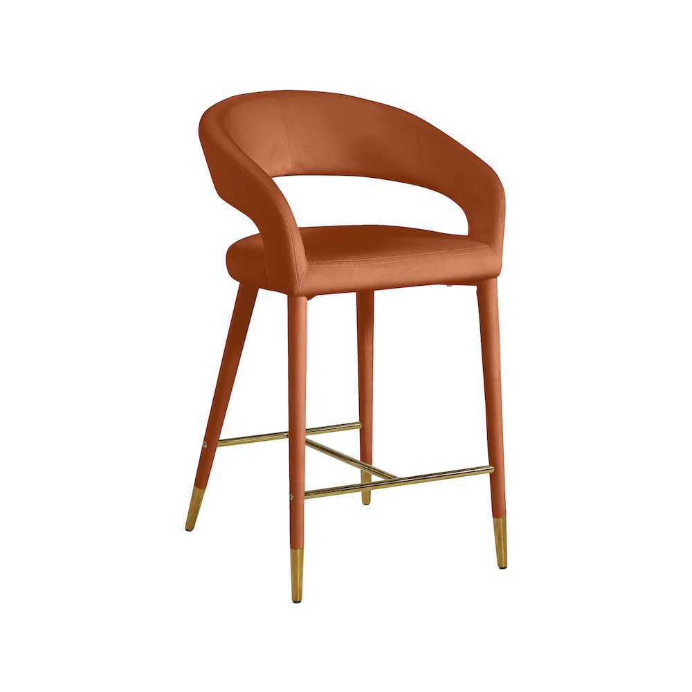Destiny Cognac Velvet Stool