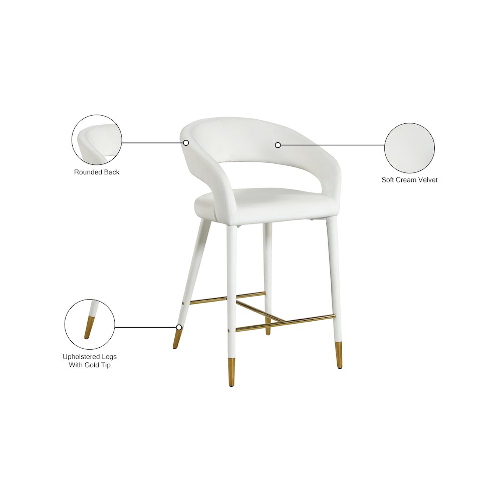 Destiny Cream Velvet Stool