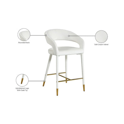Destiny Cream Velvet Stool