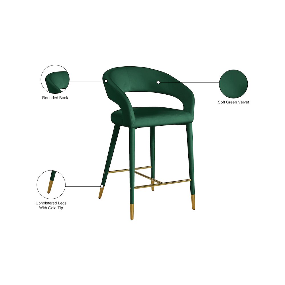Destiny Green Velvet Stool
