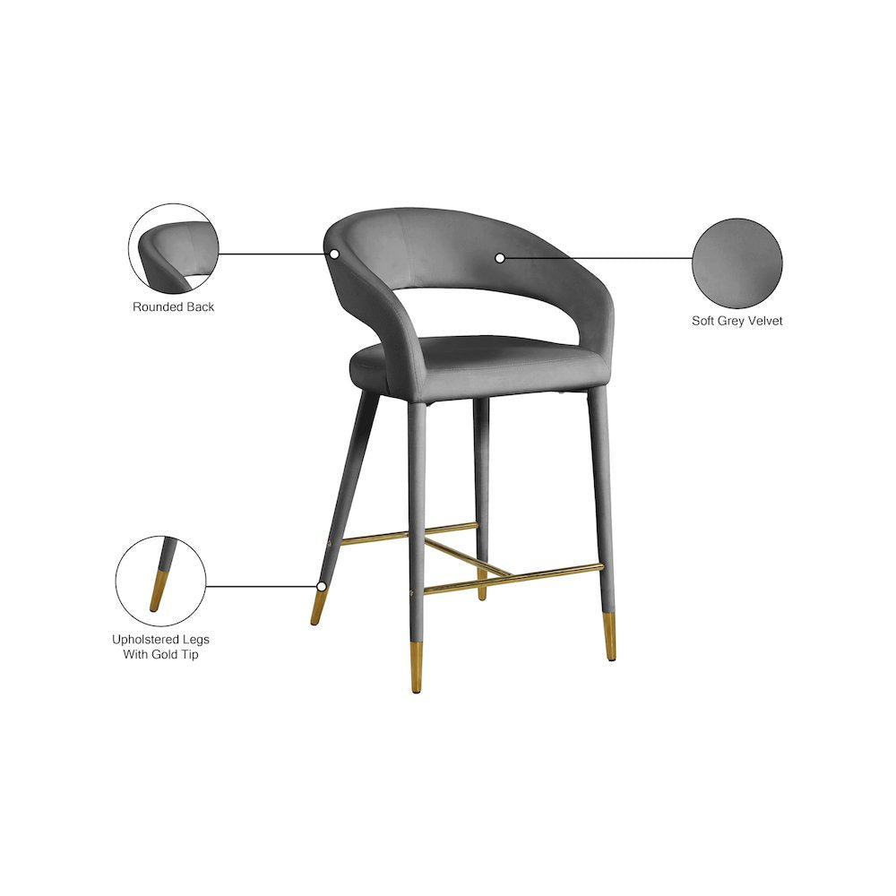 Destiny Grey Velvet Stool