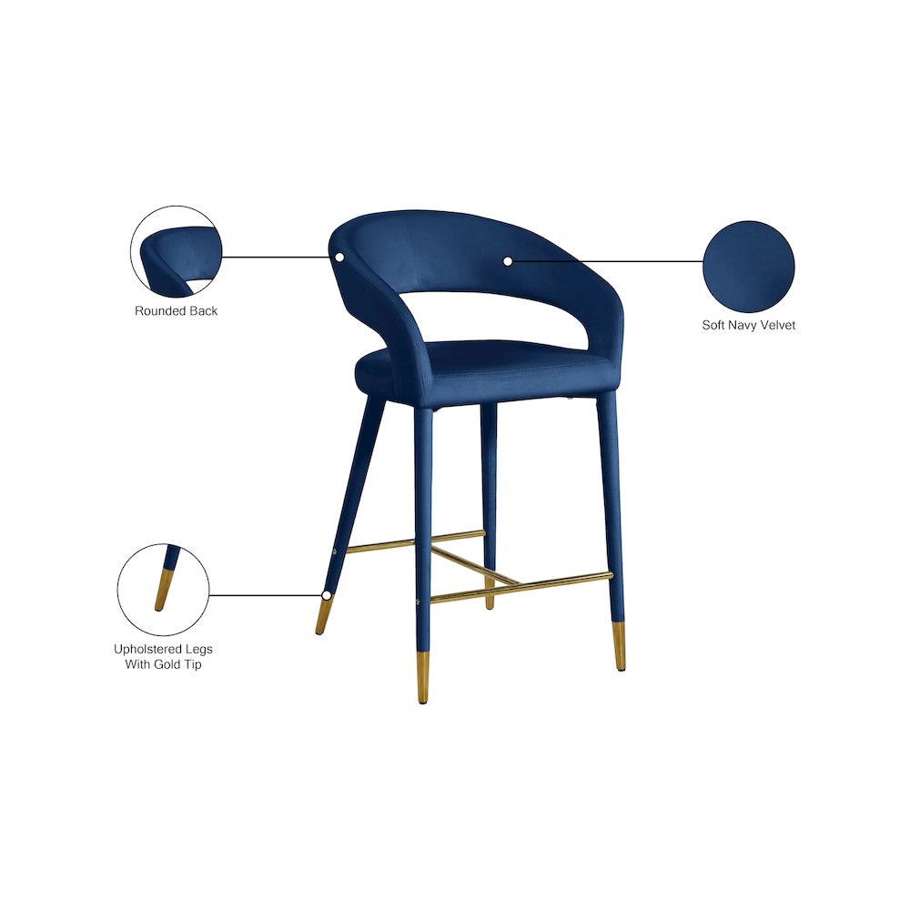 Destiny Navy Velvet Stool