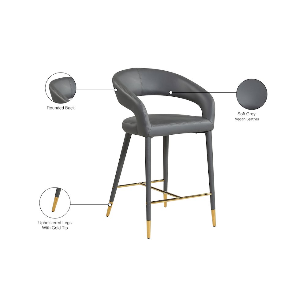 Destiny Grey Vegan Leather Stool