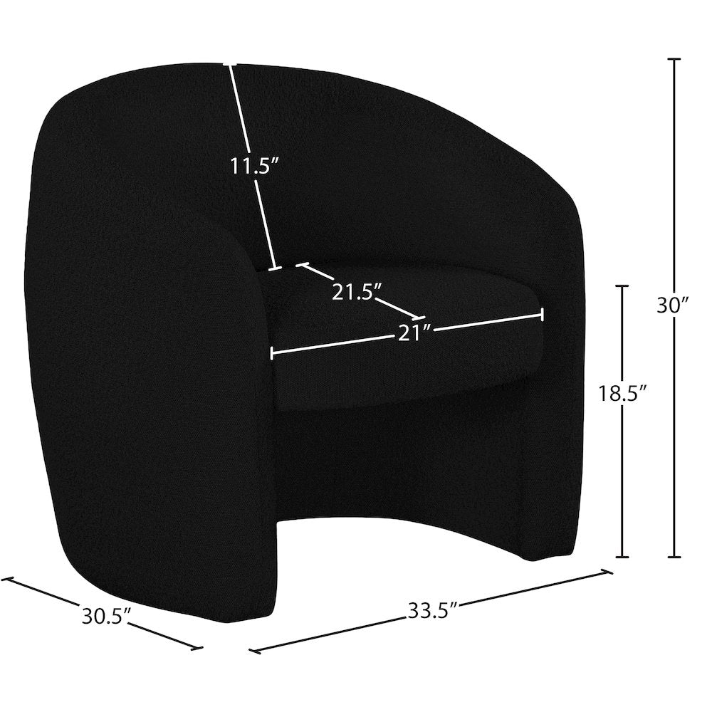Acadia Black Boucle Fabric Accent Chair