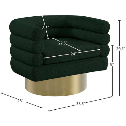 Tessa Green Boucle Fabric Accent Chair