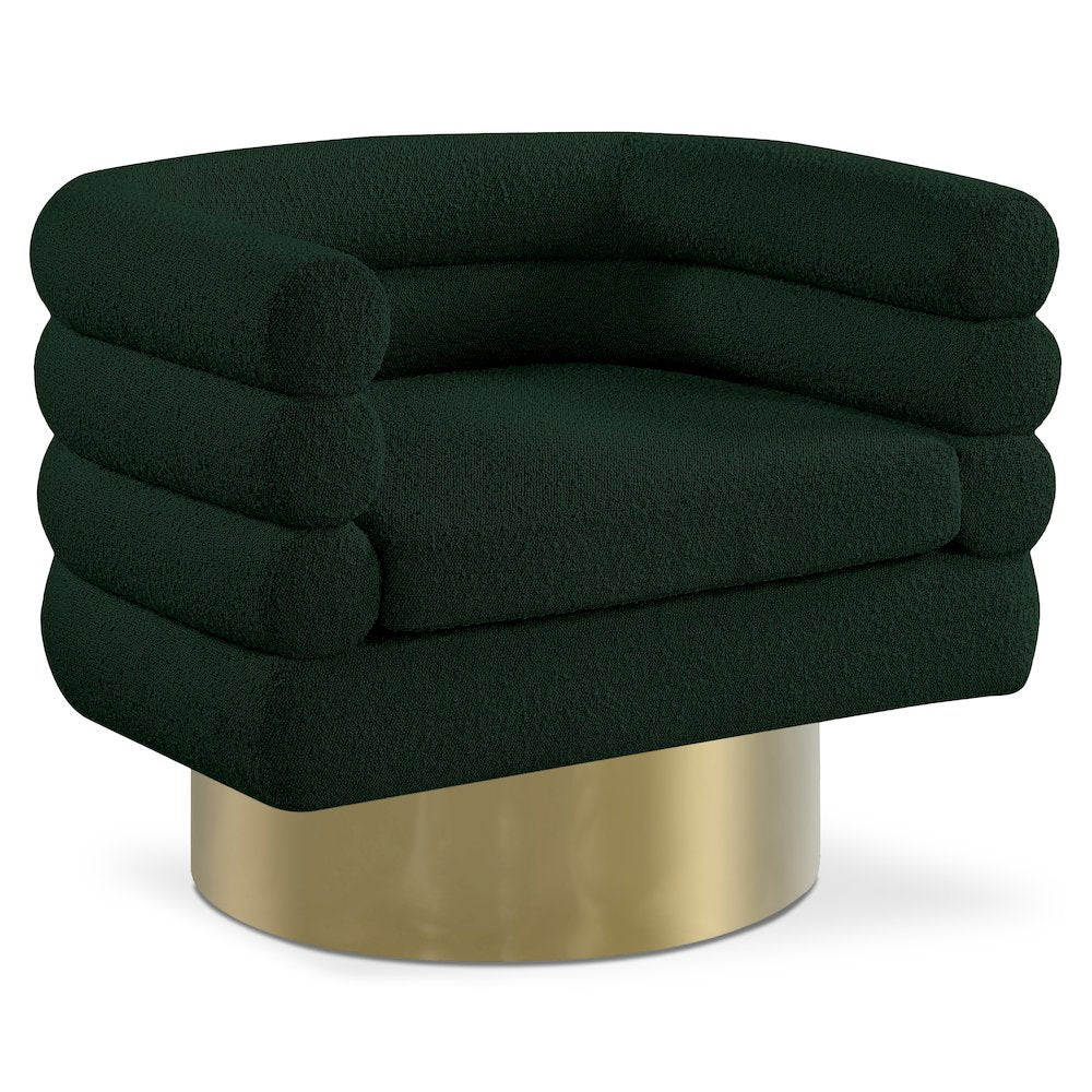 Tessa Green Boucle Fabric Accent Chair