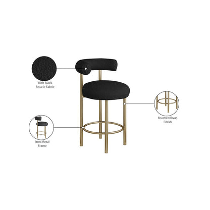 Bordeaux Black Boucle Fabric Stool, Set of 2