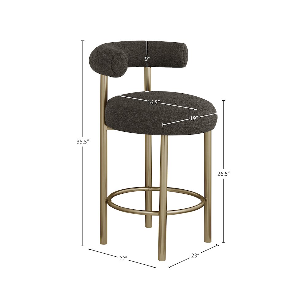 Bordeaux Brown Boucle Fabric Stool, Set of 2