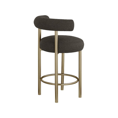 Bordeaux Brown Boucle Fabric Stool, Set of 2