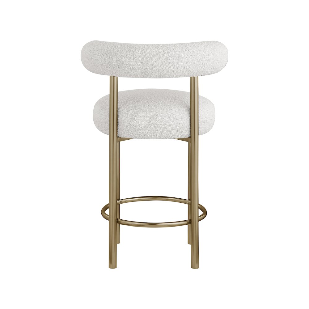 Bordeaux Cream Boucle Fabric Stool, Set of 2