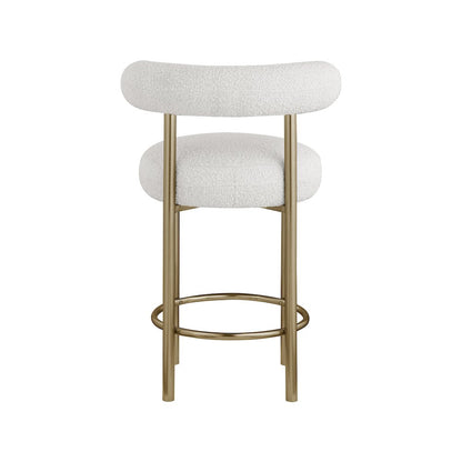 Bordeaux Cream Boucle Fabric Stool, Set of 2