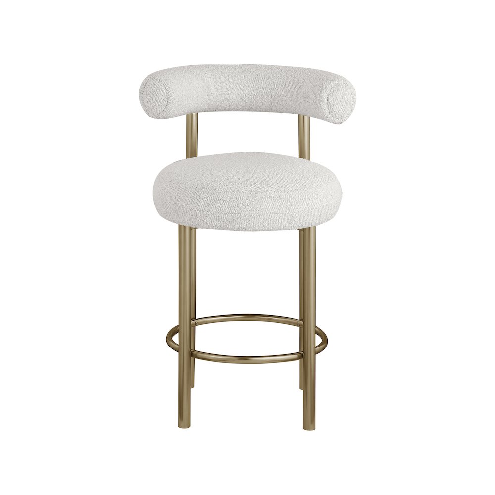 Bordeaux Cream Boucle Fabric Stool, Set of 2