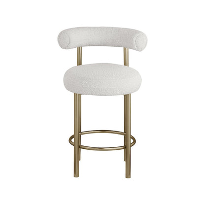 Bordeaux Cream Boucle Fabric Stool, Set of 2