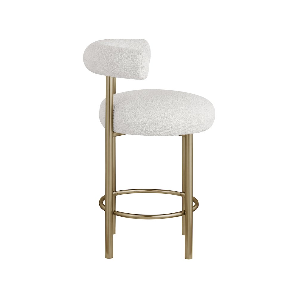 Bordeaux Cream Boucle Fabric Stool, Set of 2