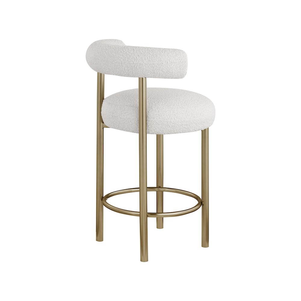 Bordeaux Cream Boucle Fabric Stool, Set of 2