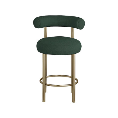 Bordeaux Green Boucle Fabric Stool, Set of 2