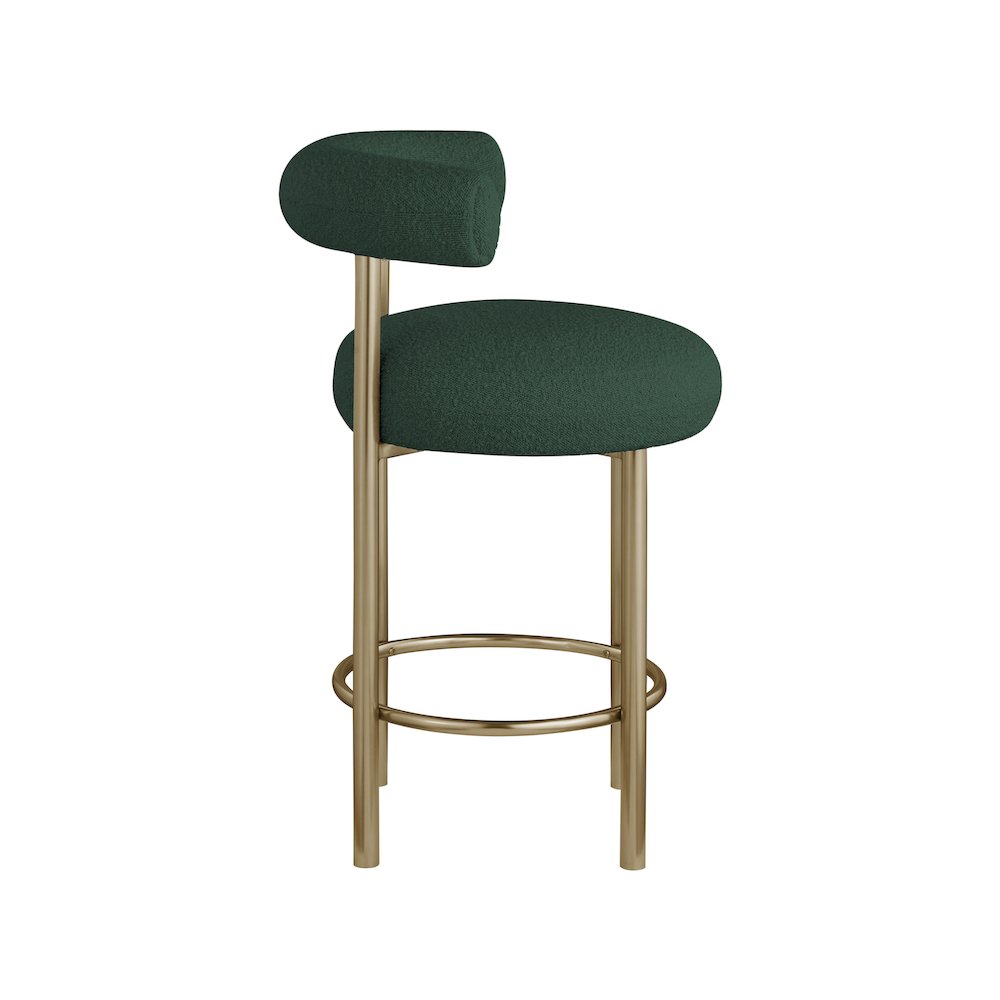 Bordeaux Green Boucle Fabric Stool, Set of 2