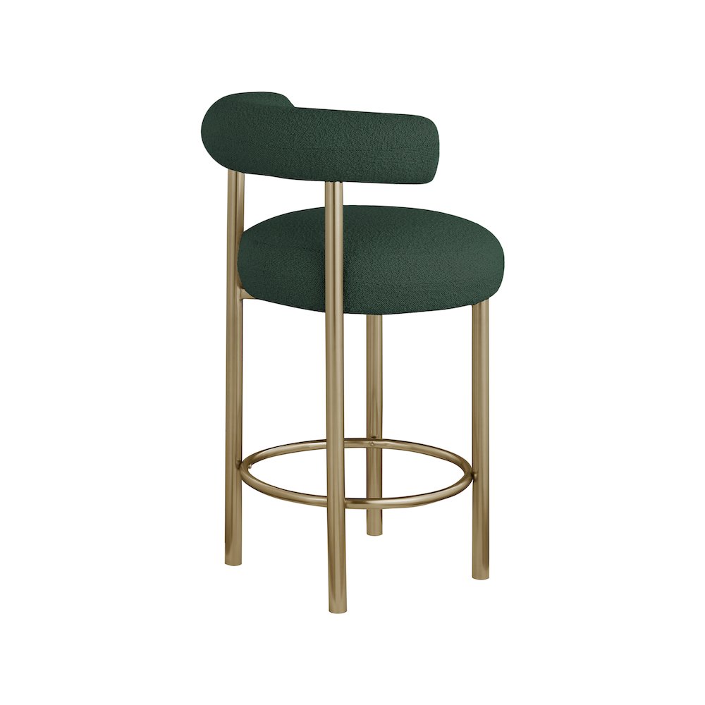 Bordeaux Green Boucle Fabric Stool, Set of 2