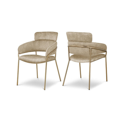 Yara Beige Velvet Dining Chair, Set of 2