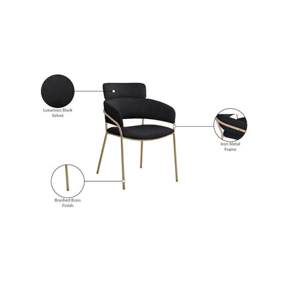 Yara Black Velvet Dining Chair, Set of 2